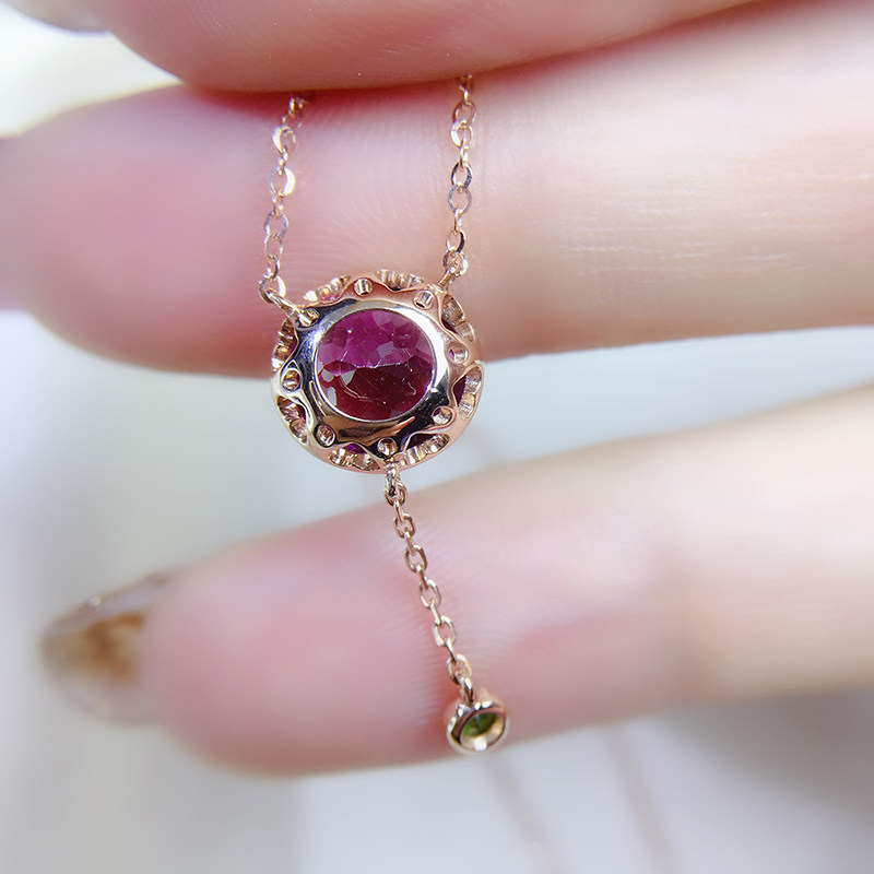 天然碧玺锁骨链1.88ct 18k金镶钻石0.06ct hdb704