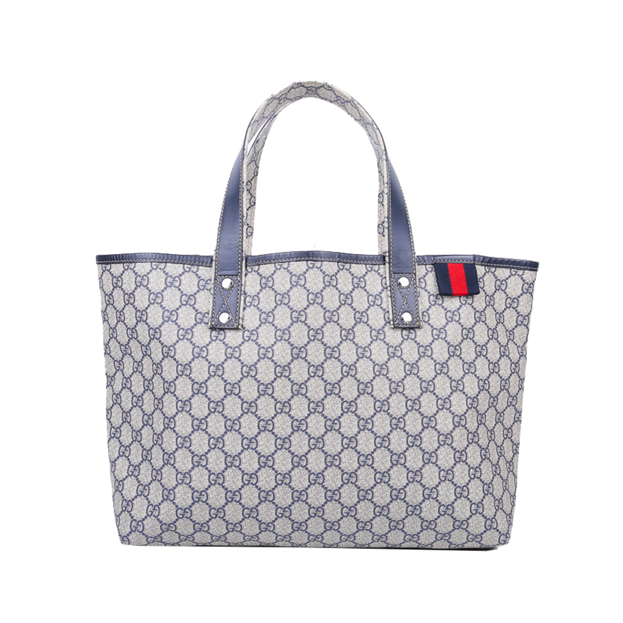 [9.0新]古驰gucci女士蓝色配皮手提单肩购物袋bpb1910024