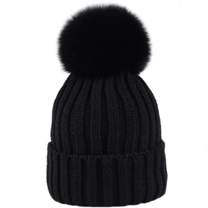秋冬狐狸毛球毛线帽，全新，买来没有戴过。买的是加绒升级版的，