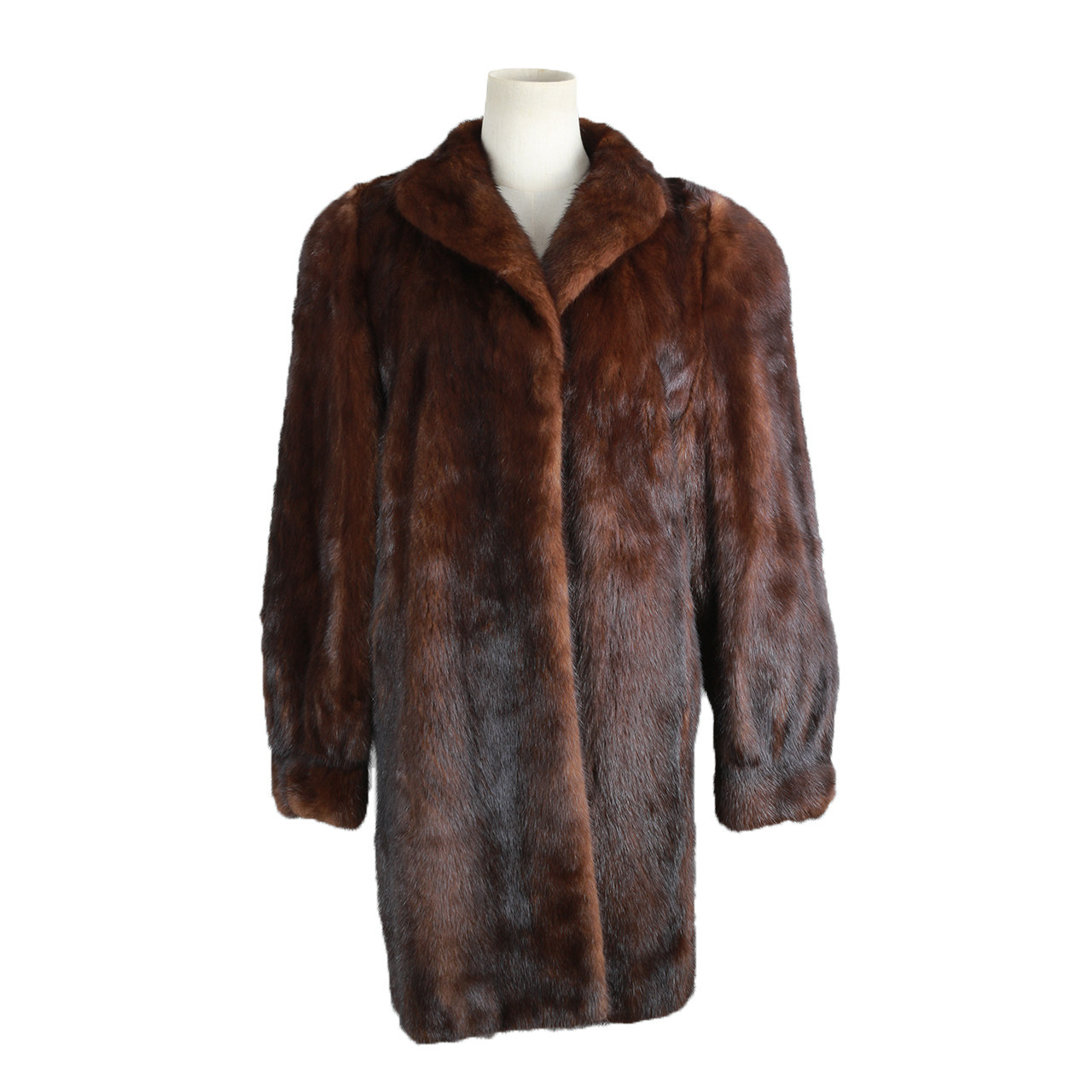 [9.5新]saga女士貂毛皮草棕色大衣外套91129033