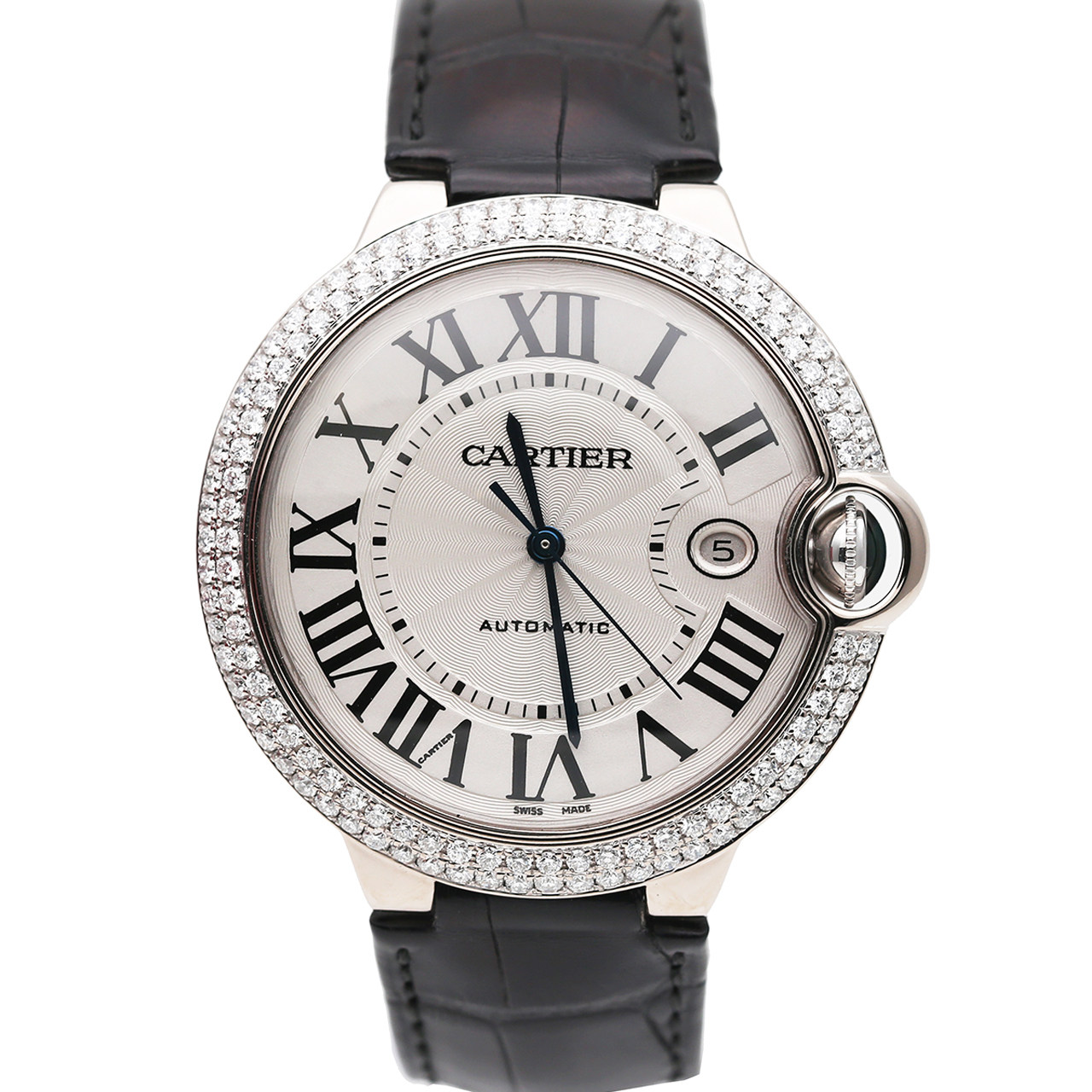 【国检】[9.5新]卡地亚蓝气球系列自动机械精钢后镶钻男表