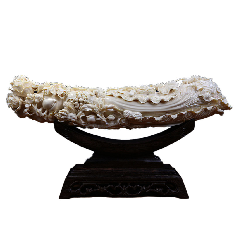 【孤品珍藏】福禄寿喜财 猛犸牙雕 纯手工雕刻 猛犸象牙摆件