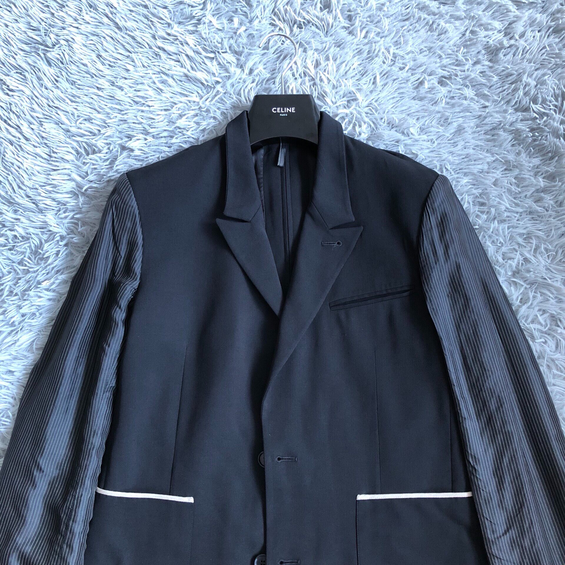 Dior Homme Striped Sleeve Wool Blazer — front