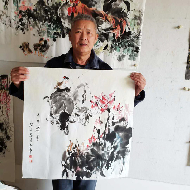 新品 尹和平《十里荷香》当代艺术大师 乡土童趣写意画家