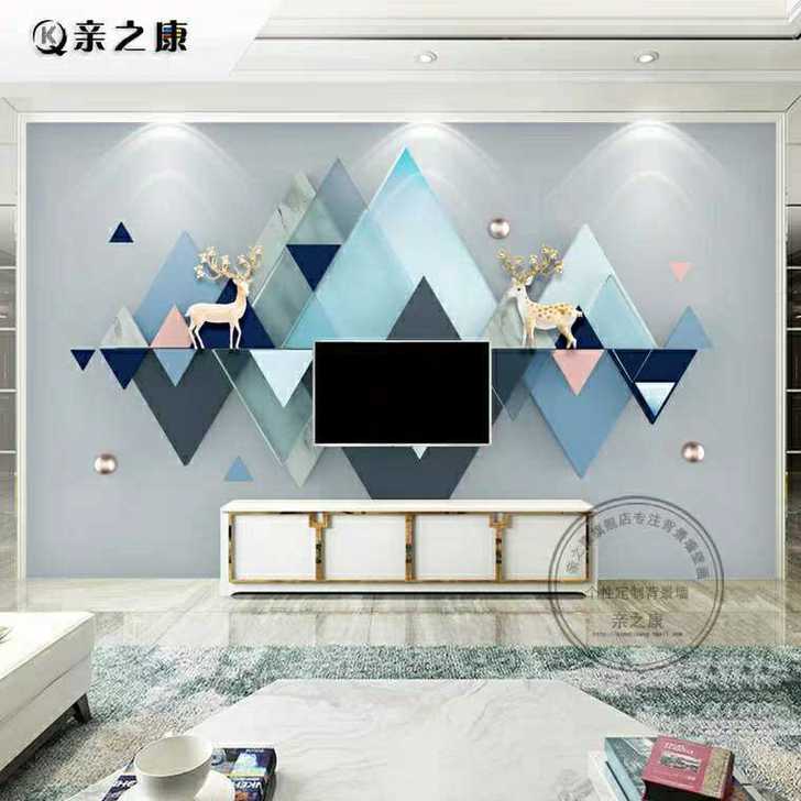 8d电视背景墙壁纸壁画客厅现代简约卧室3d立体墙纸北欧几何