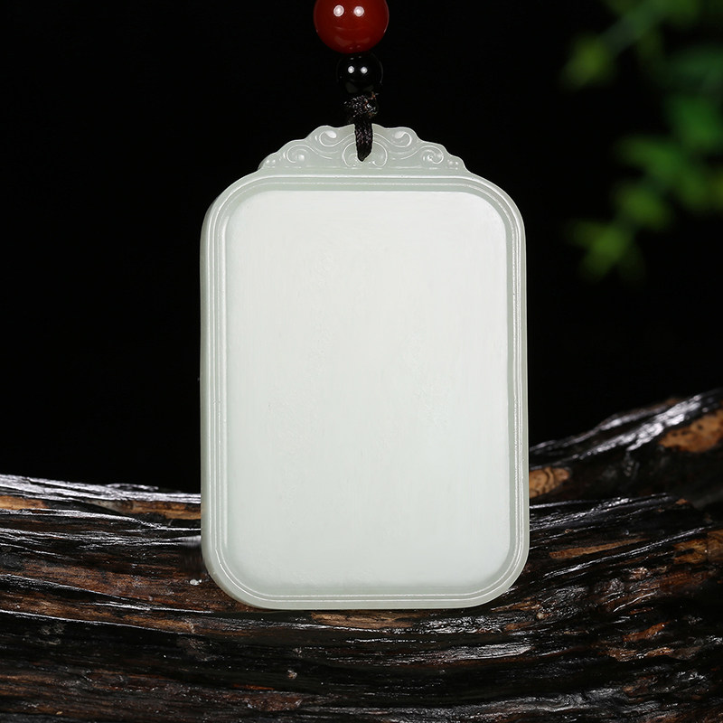 【寓意:平安无事】和田玉白玉牌子挂件吊坠40.16g