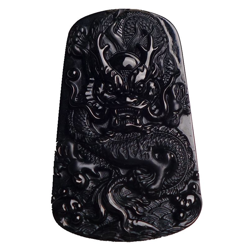 拍卖a货翡翠墨翠龙牌吊坠27.13g