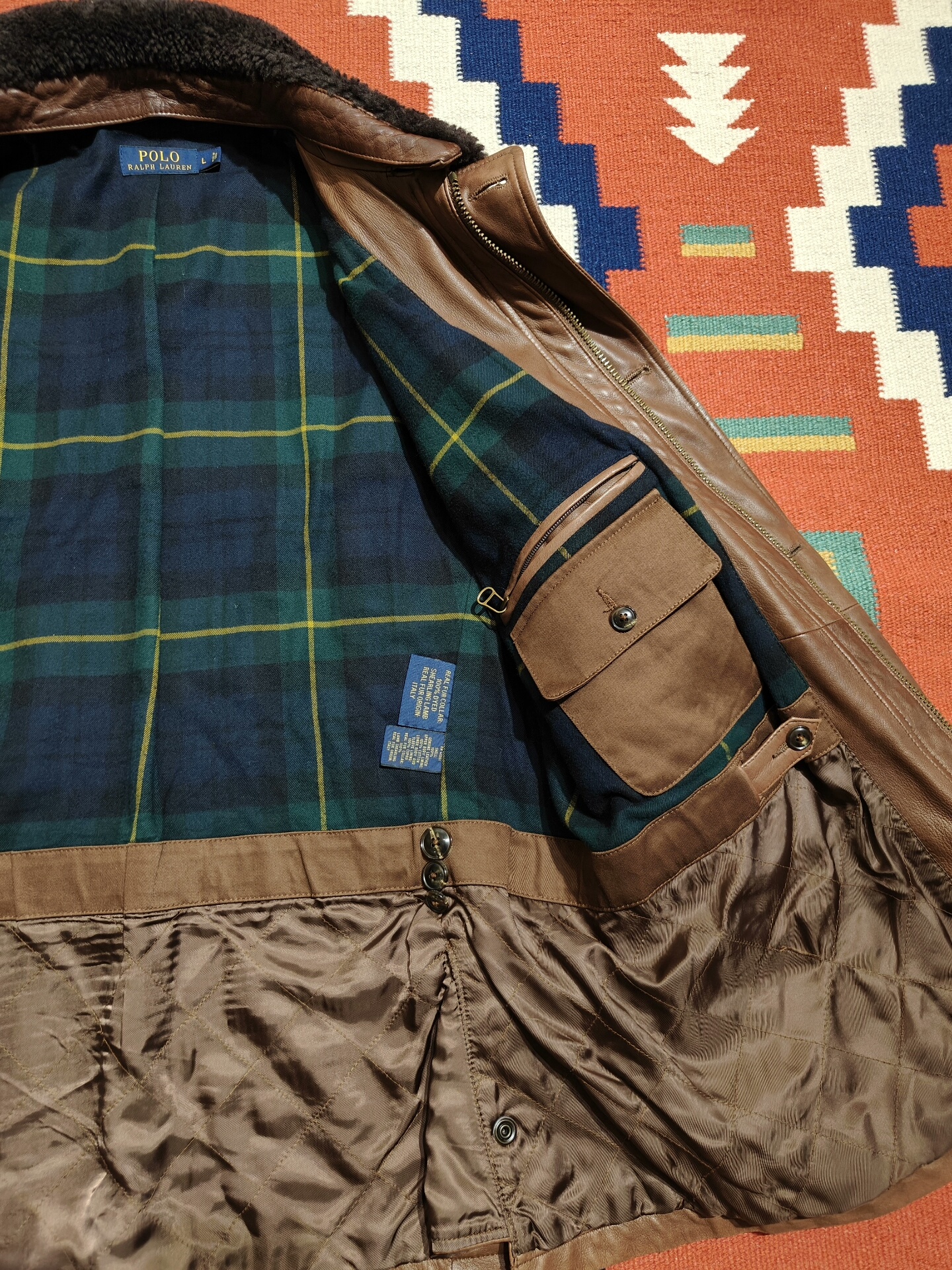 RRL Ralph Lauren Shearling Leather Jacket — label
