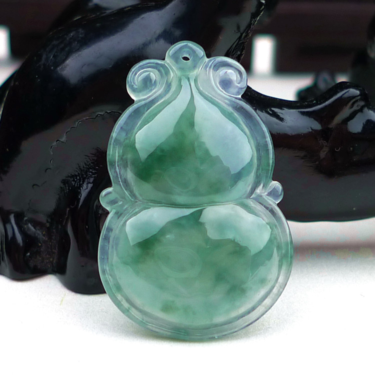 七彩祥云珠宝 天然a货翡翠冰透飘花福禄寿葫芦吊坠 4.54g