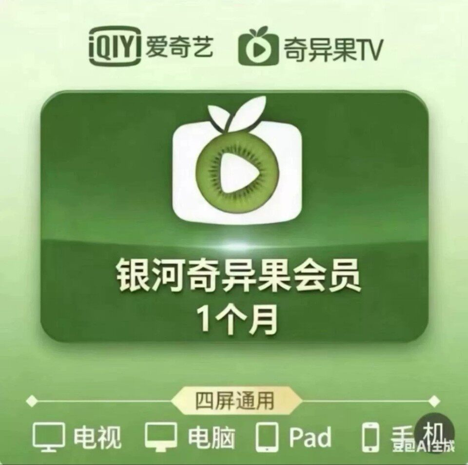 【自动发货】1个月银河奇异果爱奇艺电视端白金会员月卡直充秒到