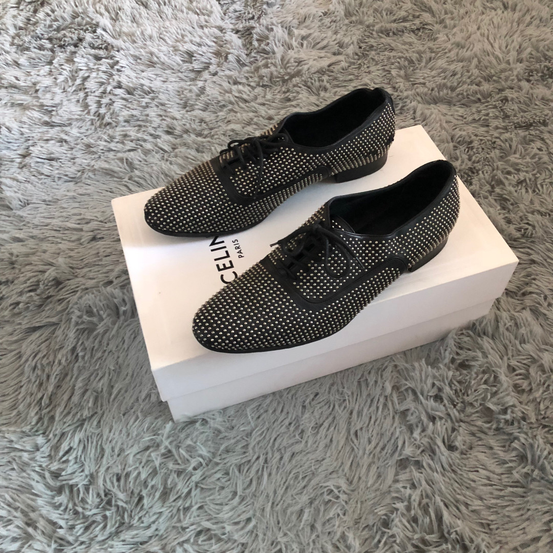Saint Laurent Studded Black Lace-Up Shoes