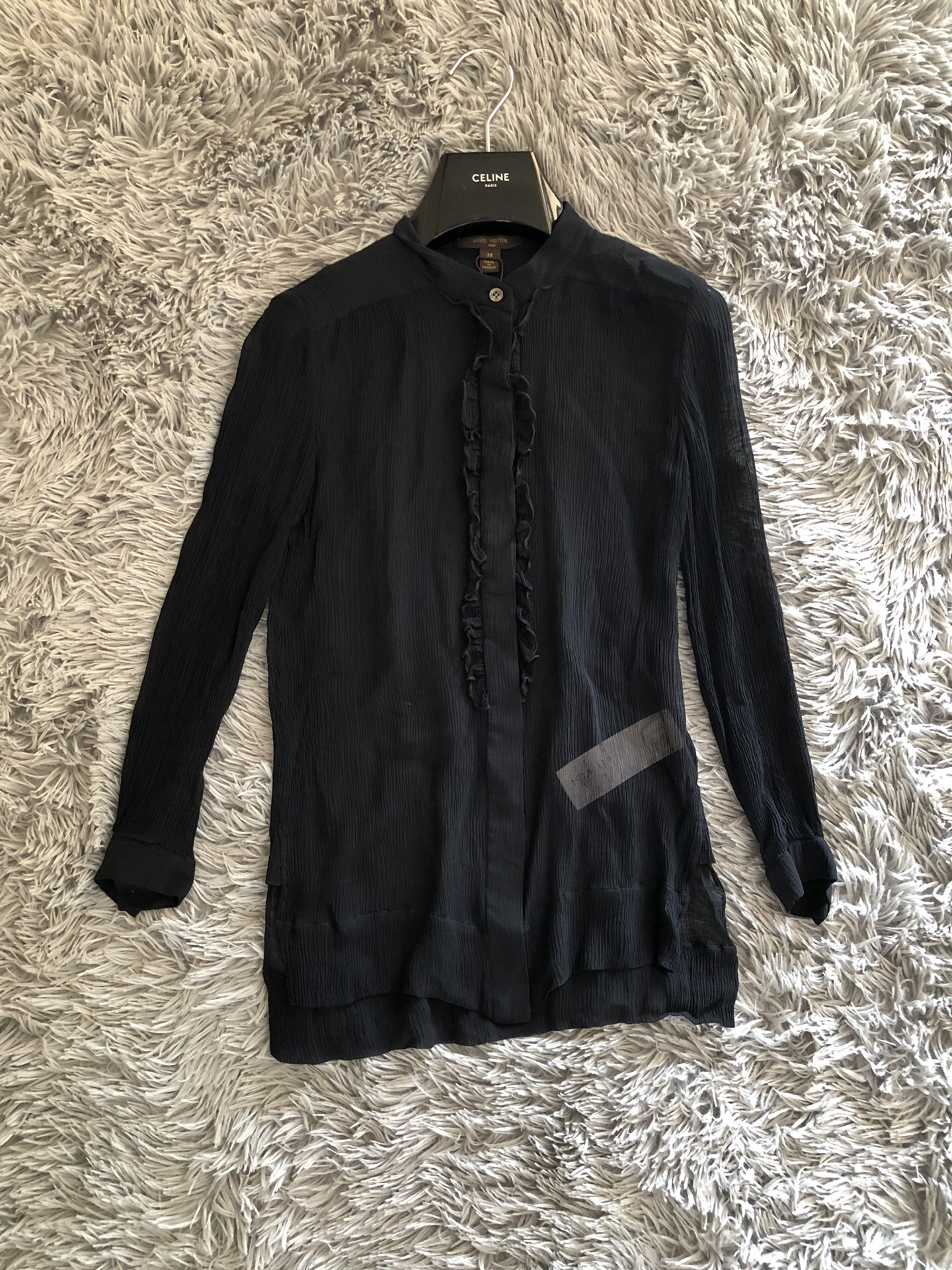 Louis Vuitton Black Ruffled Silk Shirt