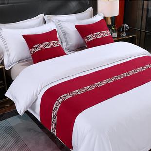 五星级宾馆酒店床尾巾床上用品纯色简约现代北欧轻奢民宿床盖床旗
