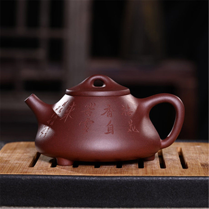 手工篆刻 保真紫砂《子冶石瓢》紫泥 出水暴 爽宜兴紫砂壶茶壶