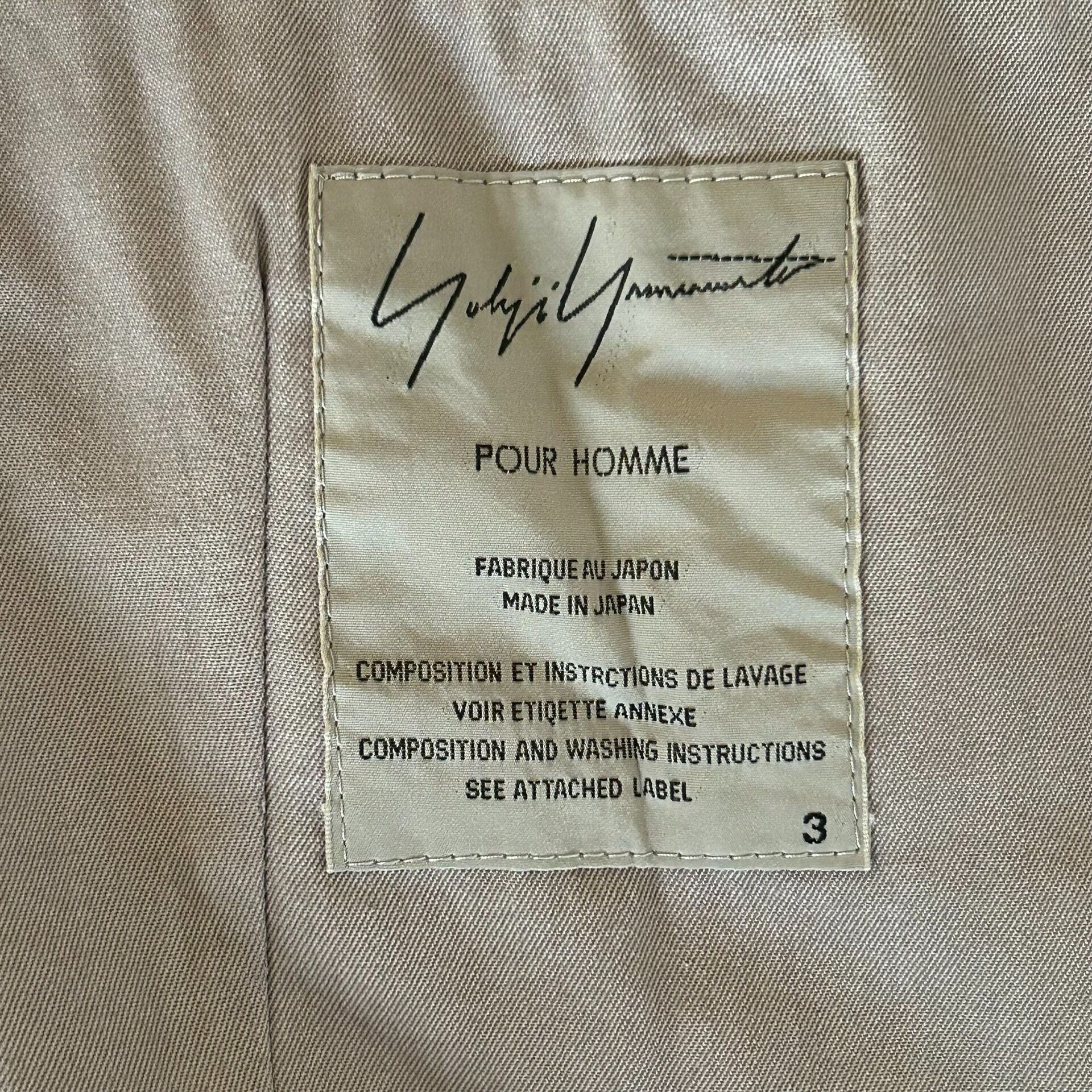 Yohji Yamamoto 02ss Double Sleeve Coat — label