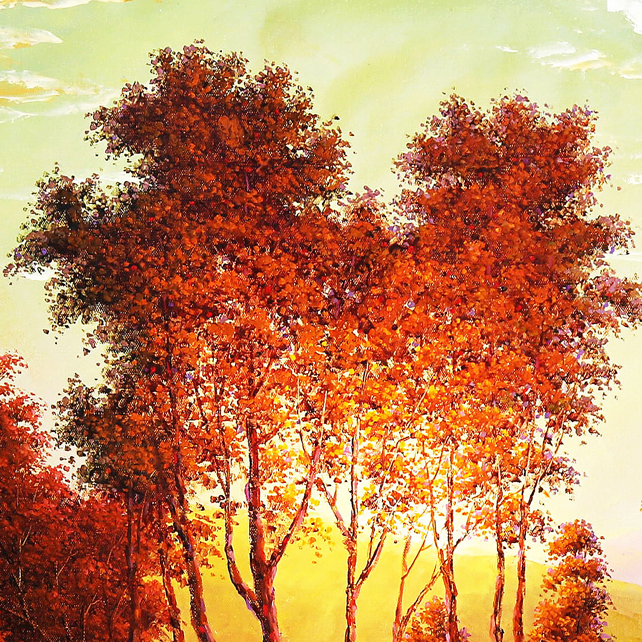 【关注免保】朝鲜油画 一级画家 朴明哲《秋意》客厅办公室装饰