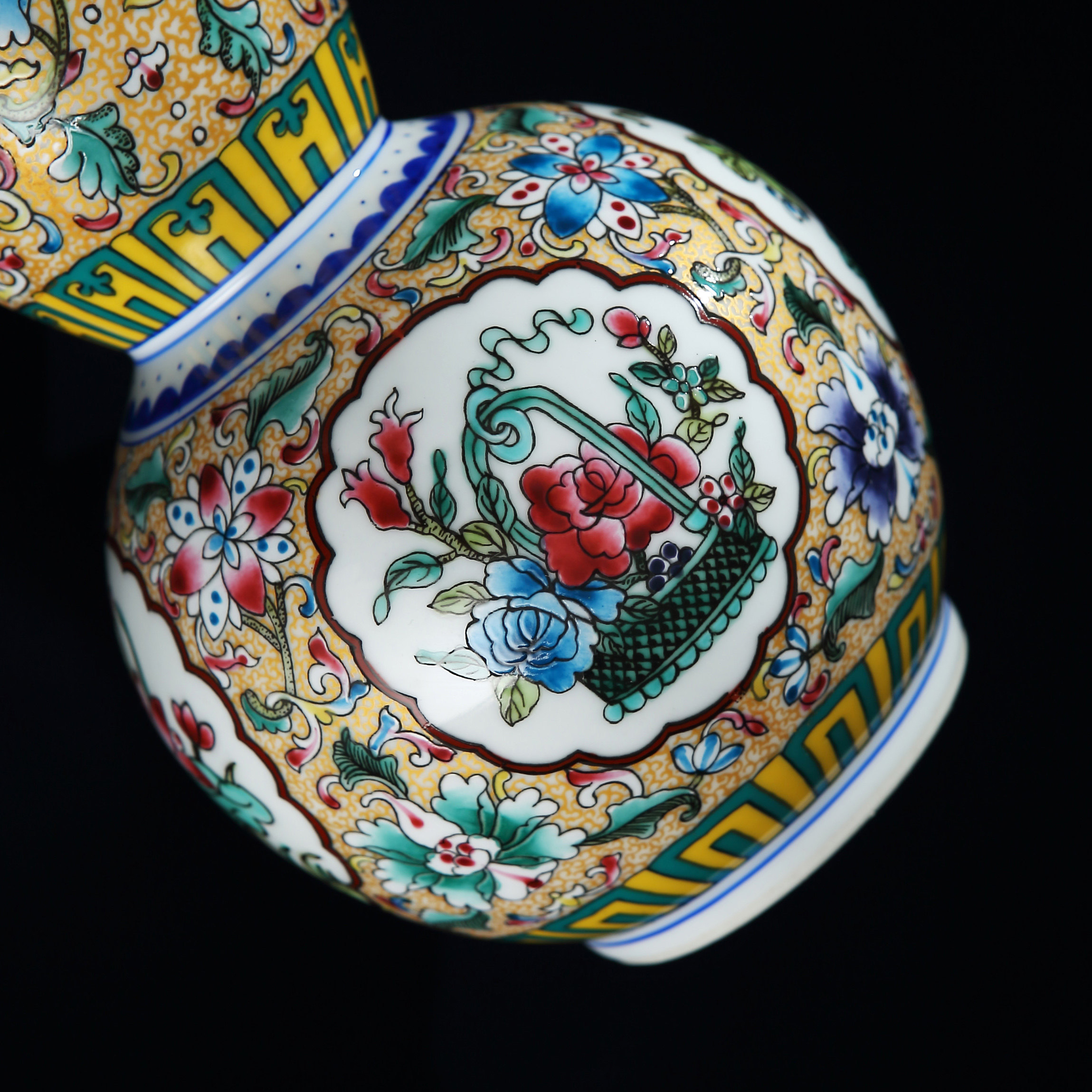 景德镇陶瓷器仿古珐琅彩花瓶插花中式古典客厅装饰品家居复古摆件