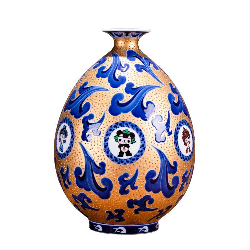 重器收藏 系08年全球限量发行奥运纪念瓷 百年奥运第一款金镶瓷瓶