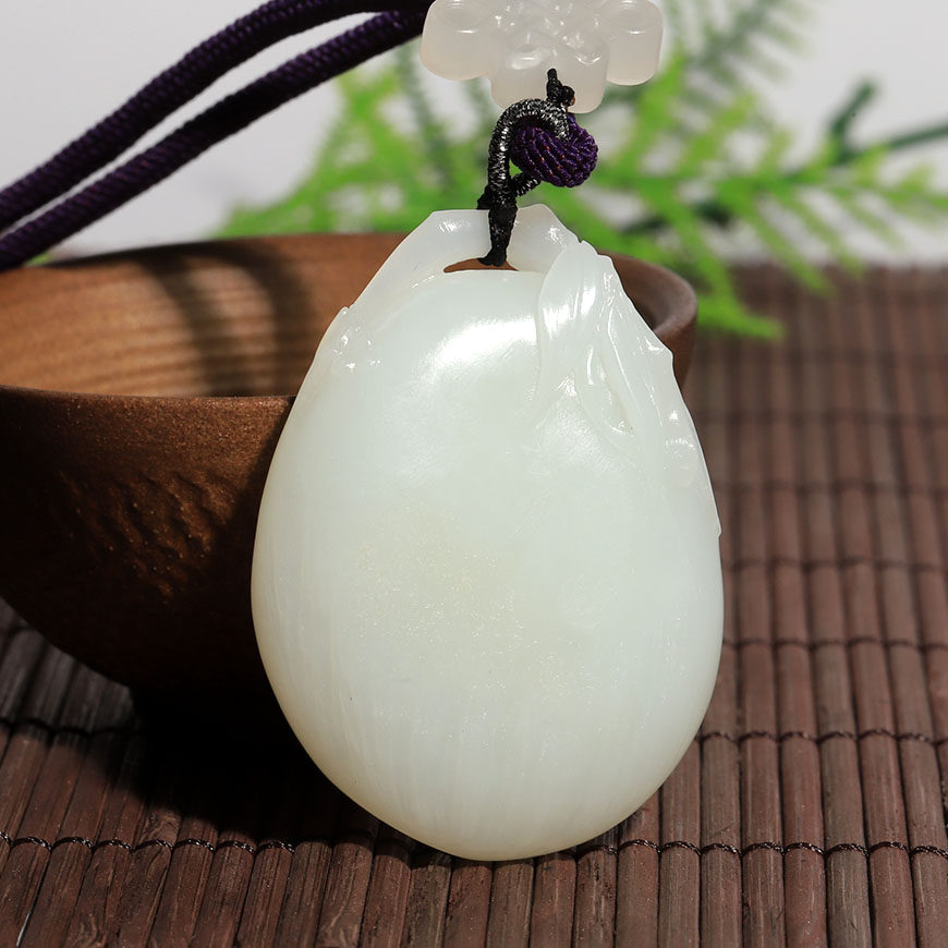 省级玉雕大师丁功博作品新疆和田白玉祝福平安挂件39克精品男女款