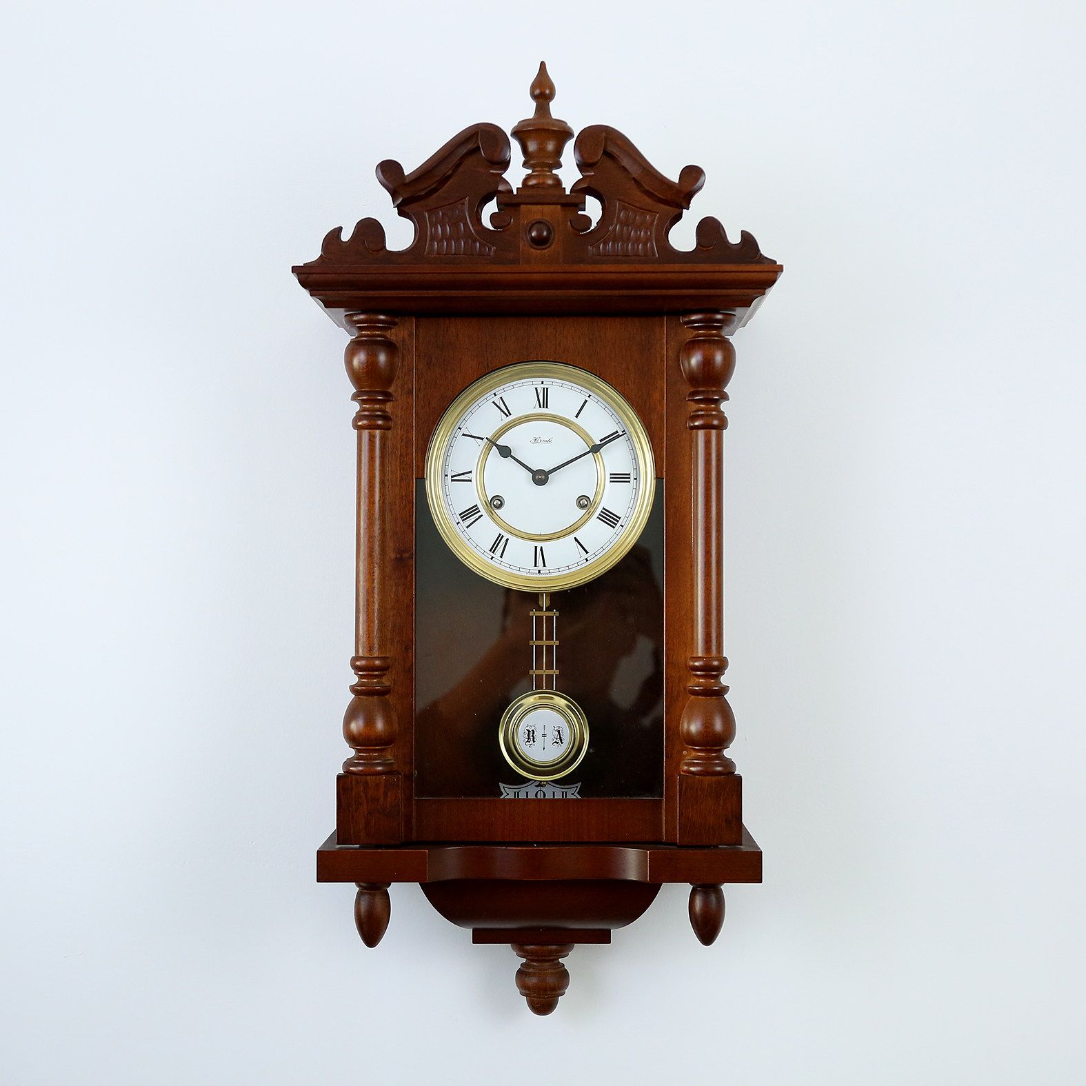 【三折即刻拍】德国赫姆勒hermle牌单摆纯木浮雕挂钟