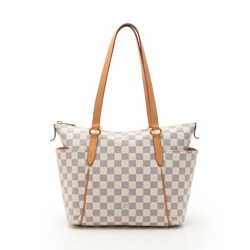 [9.0新]路易威登lv女士totallypm白色棋盘格托特包pvc真皮316352