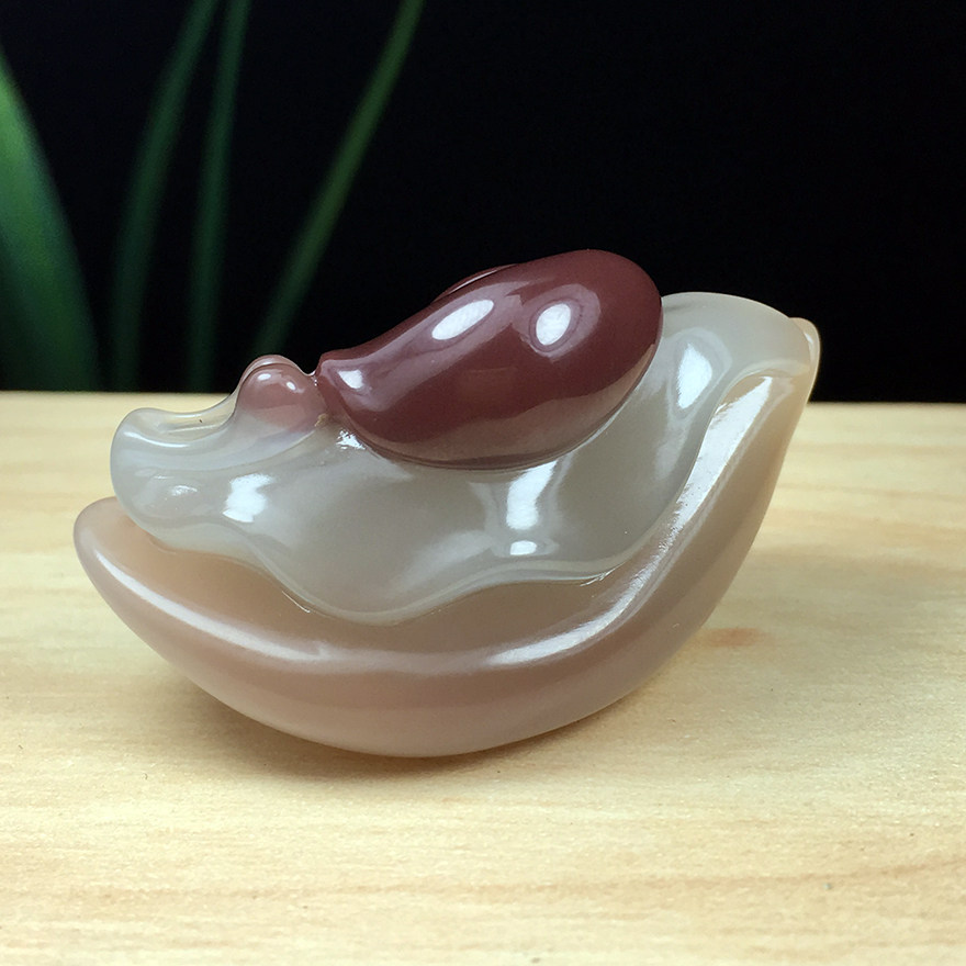 蜗牛】董学中玉雕工作室作品紫绿玛瑙 23.33g