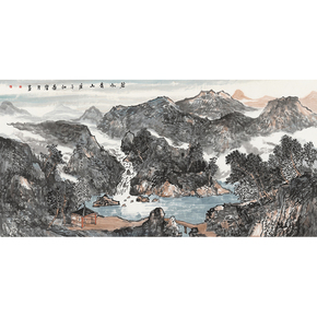 中美协会员 张馨月《碧水青山》办公室客厅山水名家字画拍卖当前价