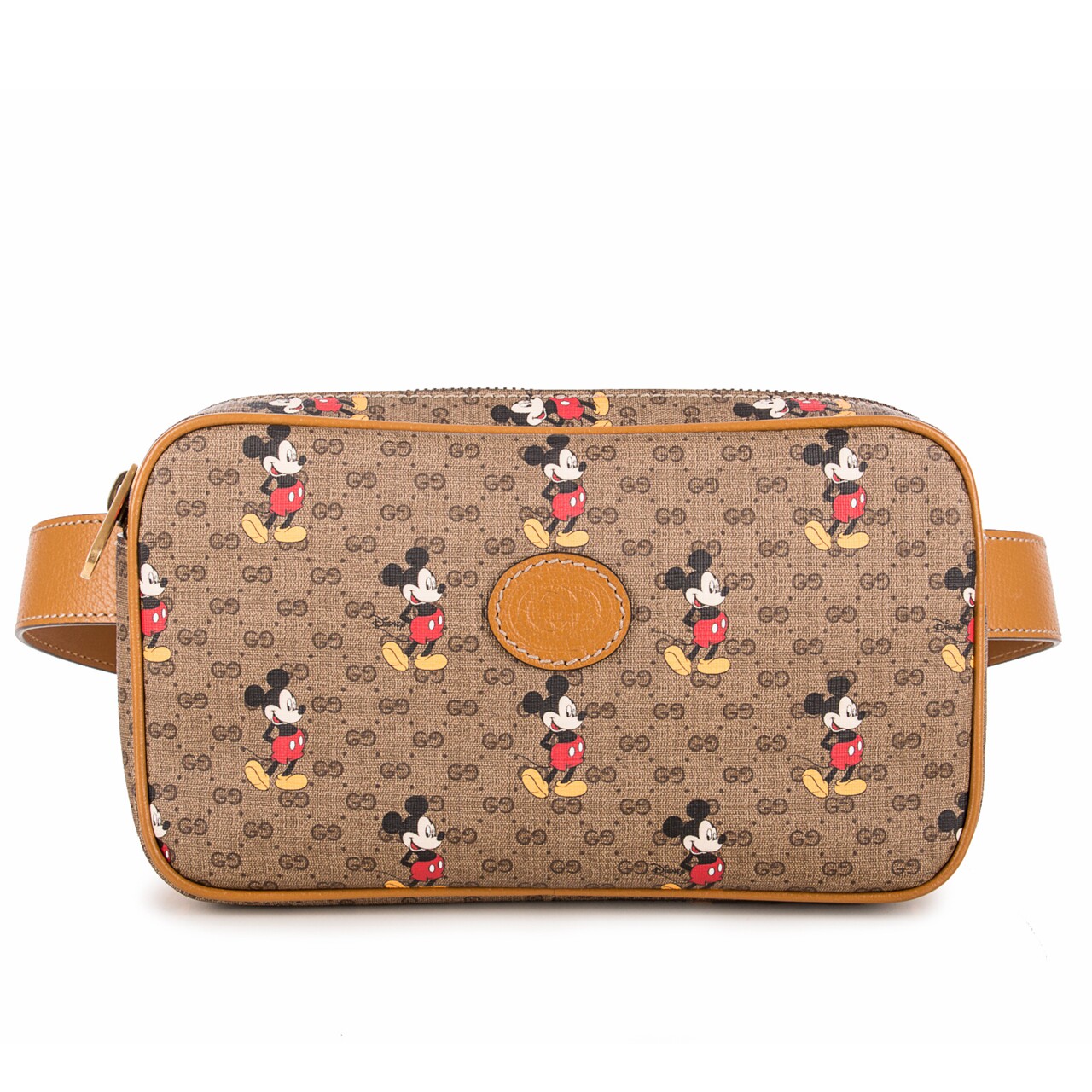 [1元无保][9.9新未使用]古奇gucci女士米奇印花腰包胸包斜跨包