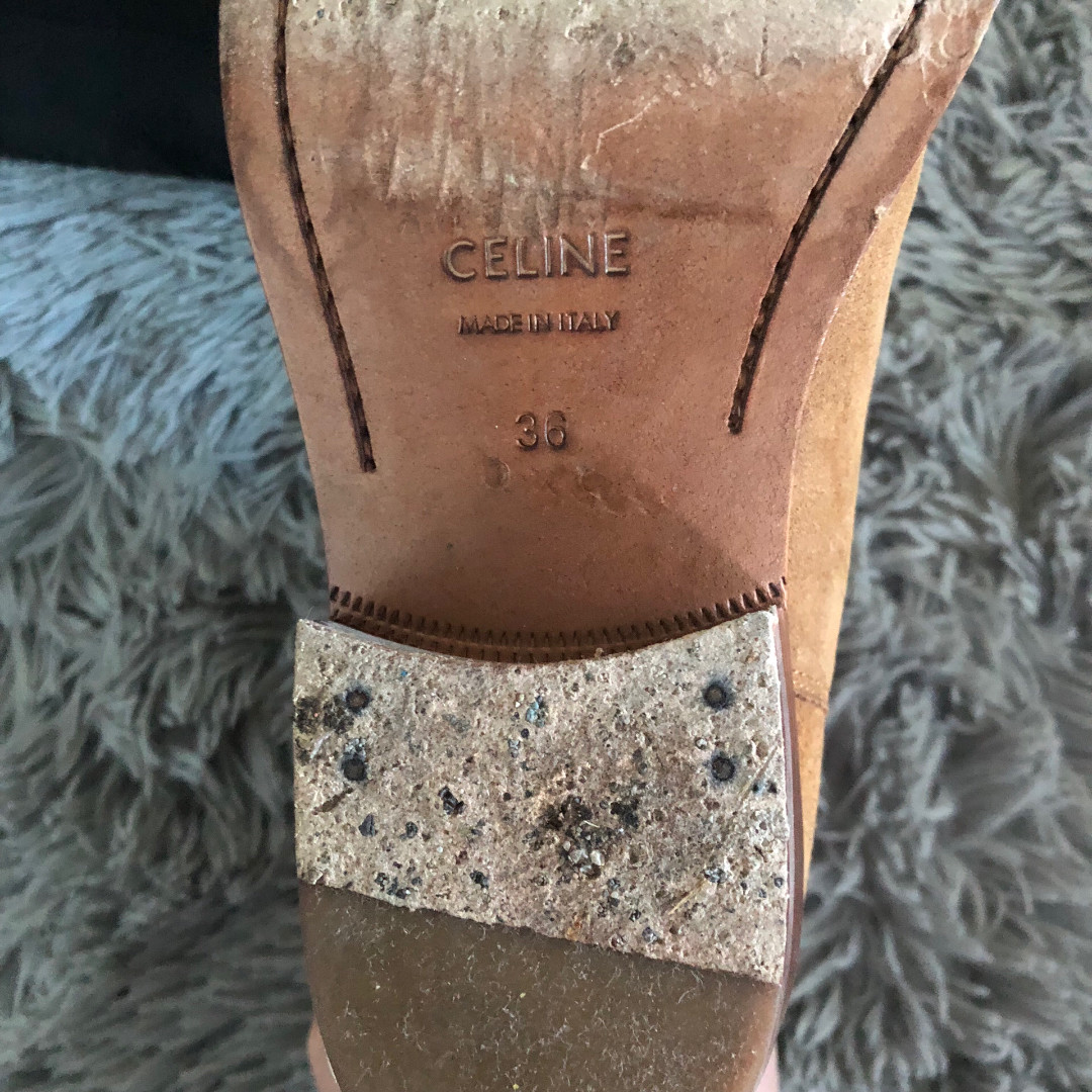 Celine Brown Suede Chelsea Boots — detail