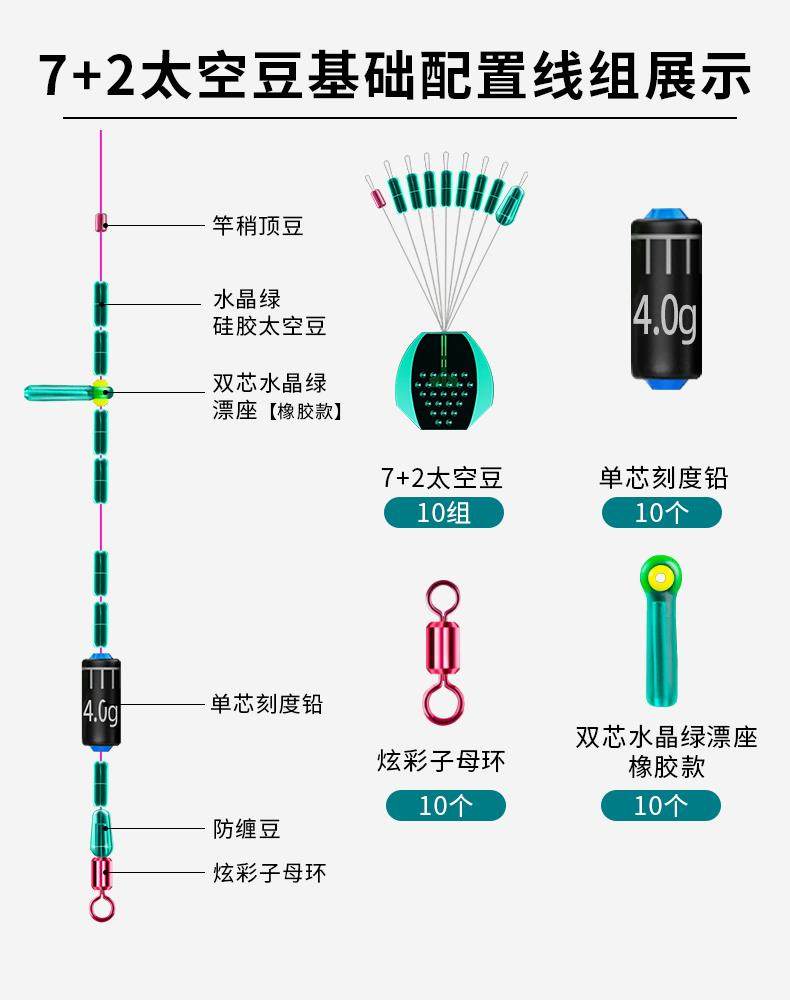 正品竞技硅胶太空豆套装全套组合超紧精品散装鱼线主线钓鱼小配件
