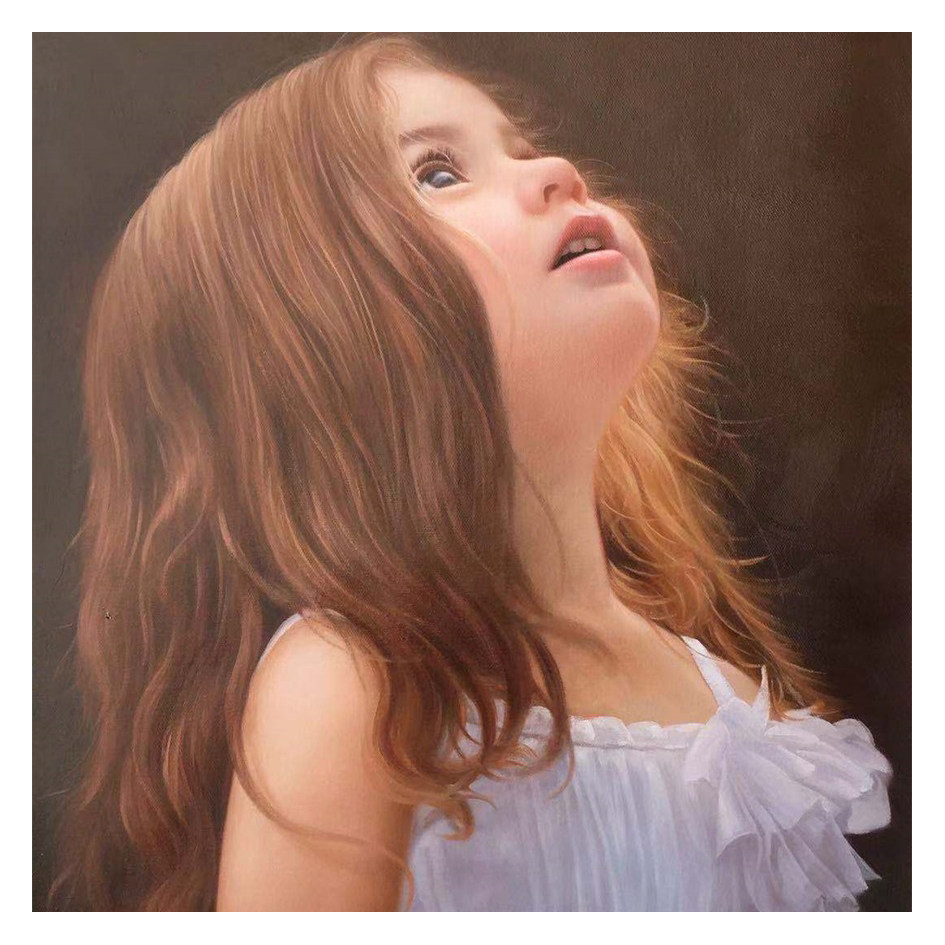 【新品】郑武贤《小女孩》布面油画