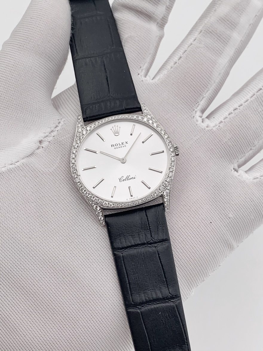 [大牌捡漏][9.5新]劳力士切利尼18k白金后镶钻手动机械女表3606