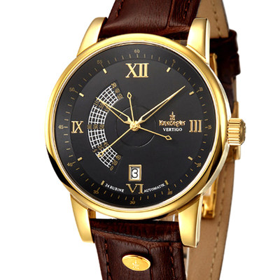 无保留价[全新]坤格vertigo系列pvd涂层日历自动机械男表ks747.hg