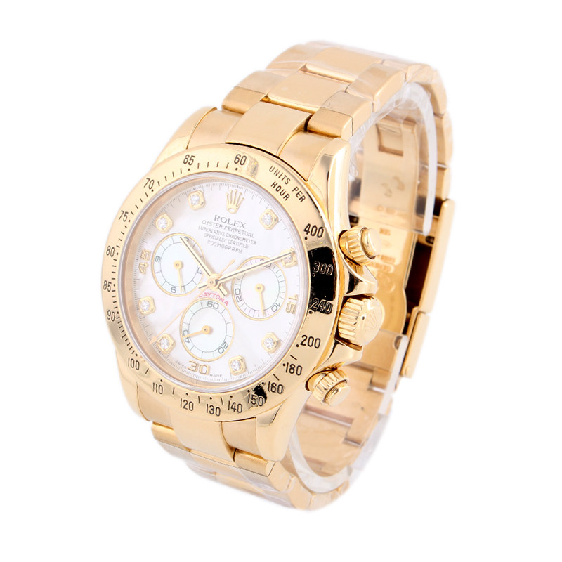 [9.5新]rolex劳力士18k黄金镶钻迪通拿自动手表男表116528