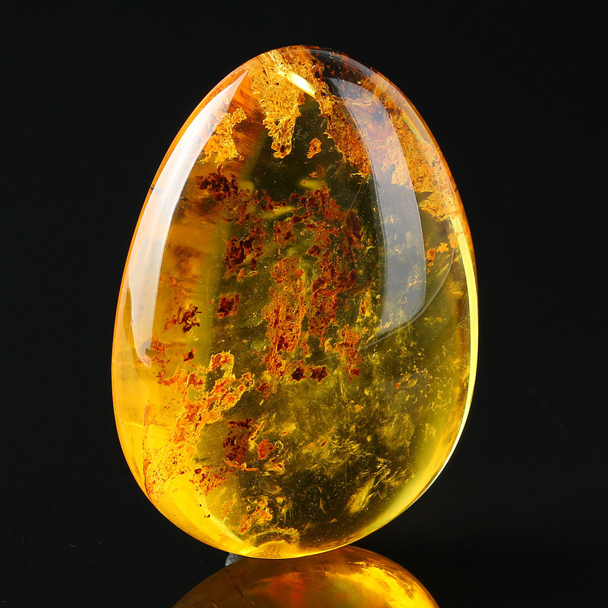 【大面积植物珀】40.33克强荧光金珀植物珀随形挂件纯净通透