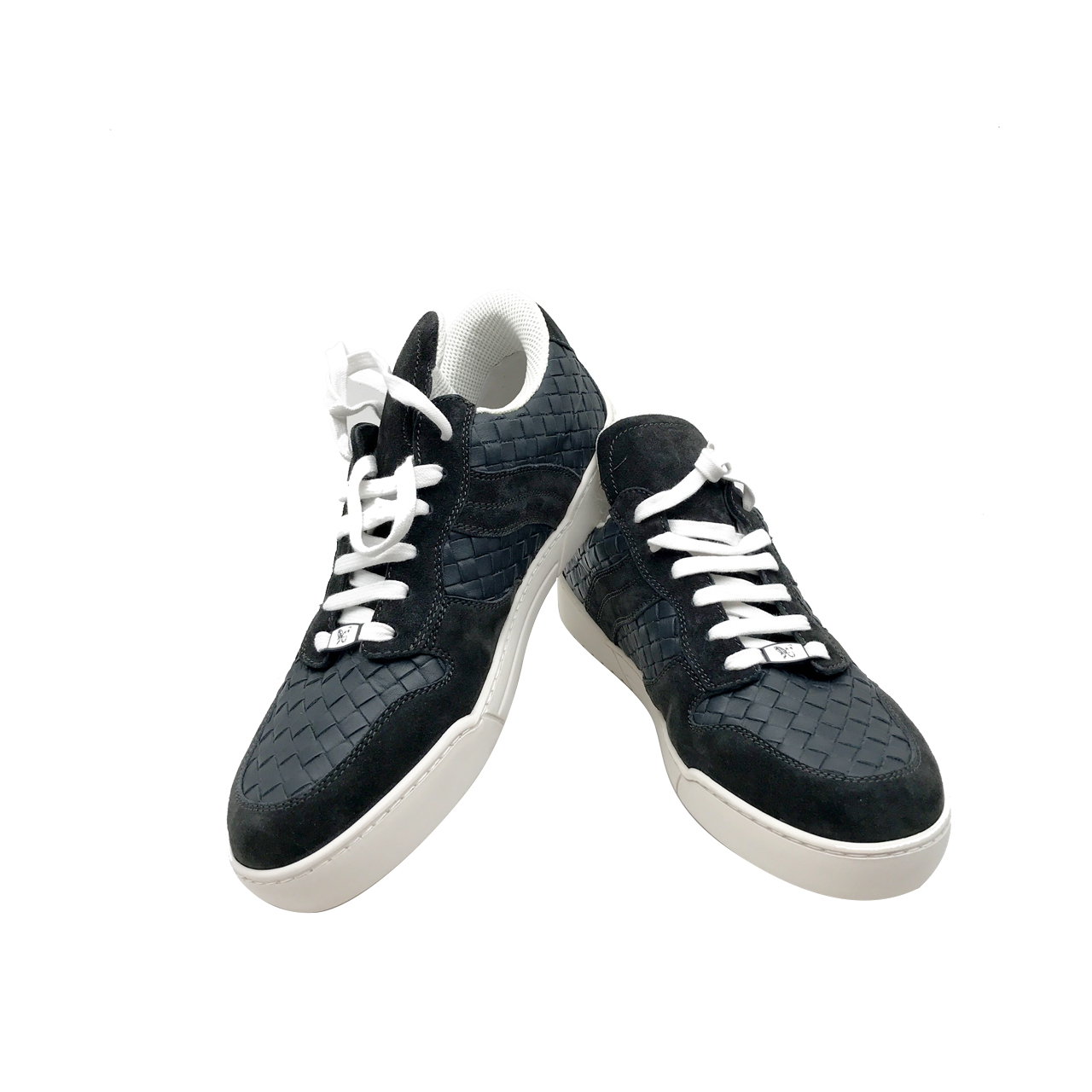 [9.9新 未使用]葆蝶家bv男士黑色编织休闲鞋