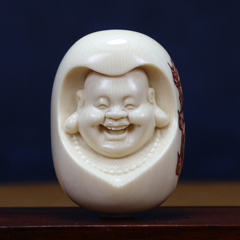【双证书】弥勒佛 猛犸牙雕吊坠挂件 猛犸象牙冰料手工雕刻