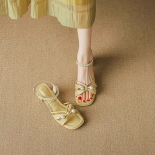 凉鞋女2024新款夏季舒适时尚粗跟时装高级感仙女风高跟罗马配裙鞋