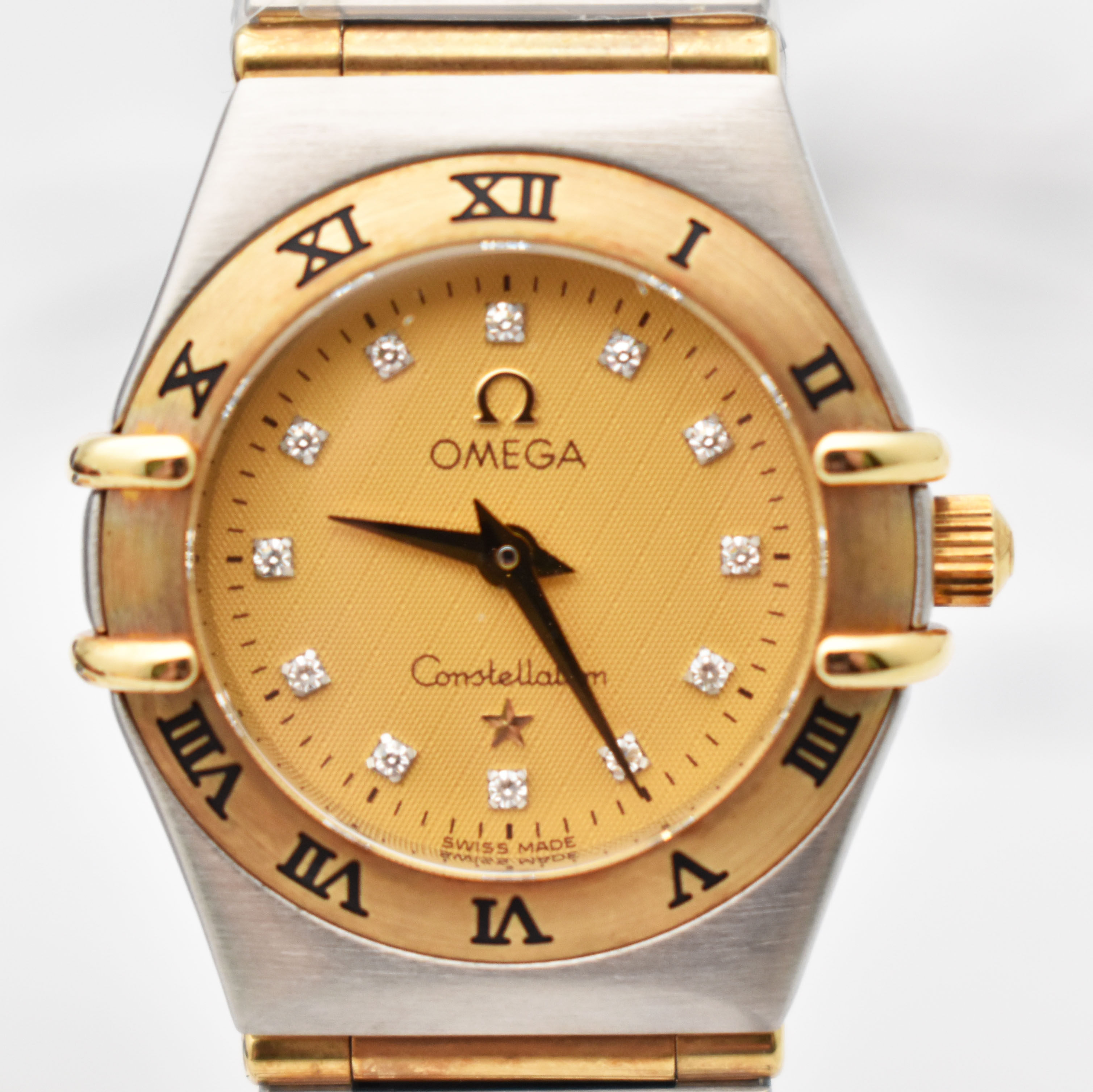 经典款式-95新-欧米茄星座18k黄金机械机芯男士手表1202.15.00