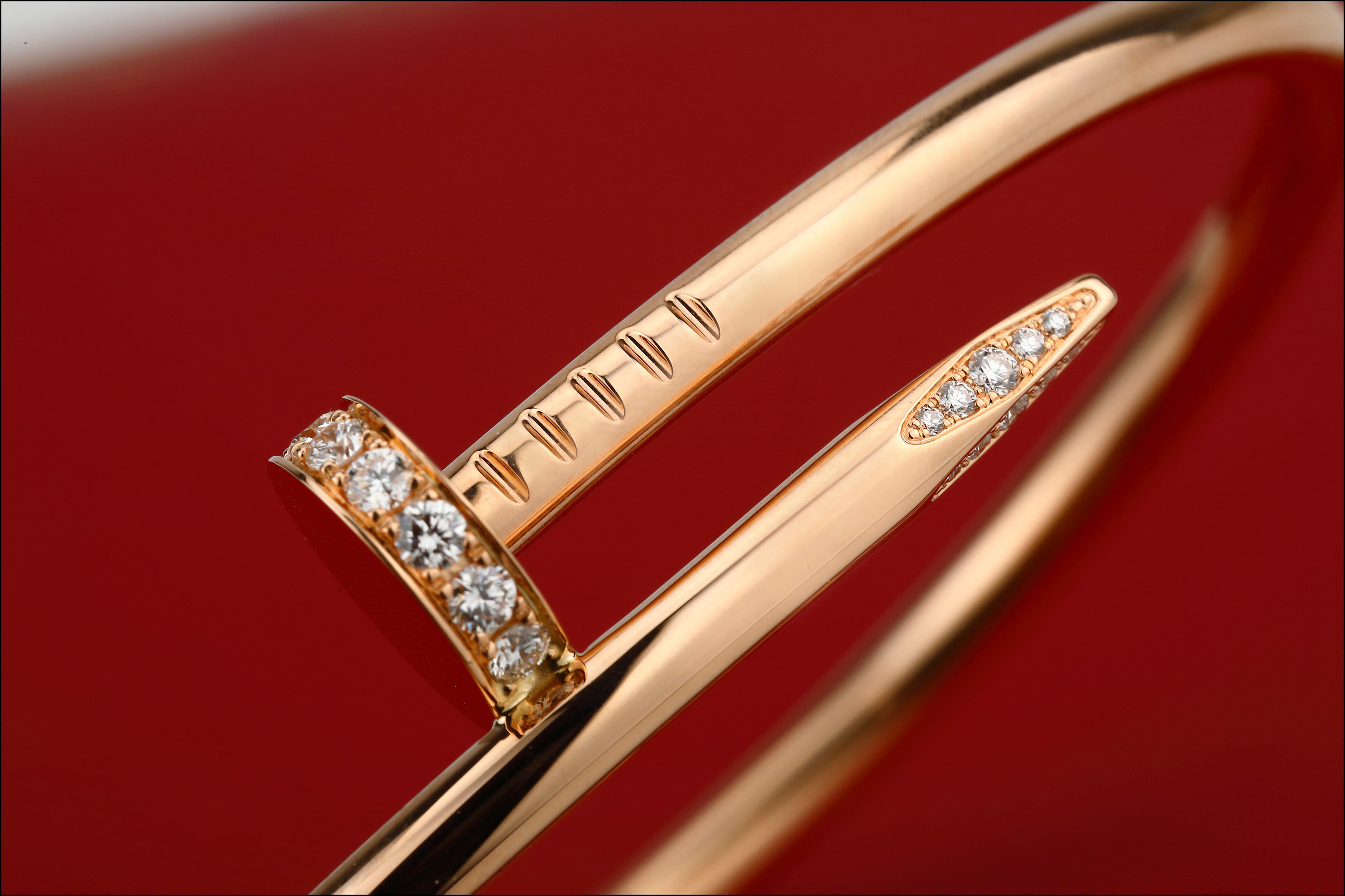 无保留价[9.8新]20年卡地亚juste un clou玫瑰金镶钻手镯b6048500