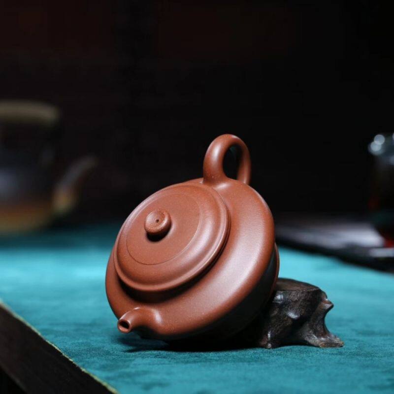 国助工陈海燕 原矿清水泥 200cc【虚扁壶】 紫砂壶茶壶