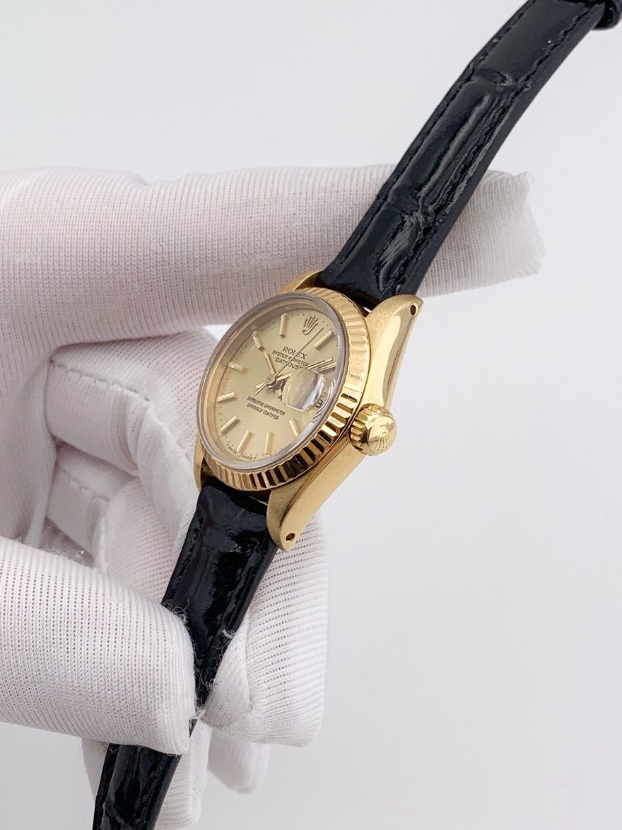 [即刻拍][9.5新]劳力士女装日志型18k黄金自动机械女表3295