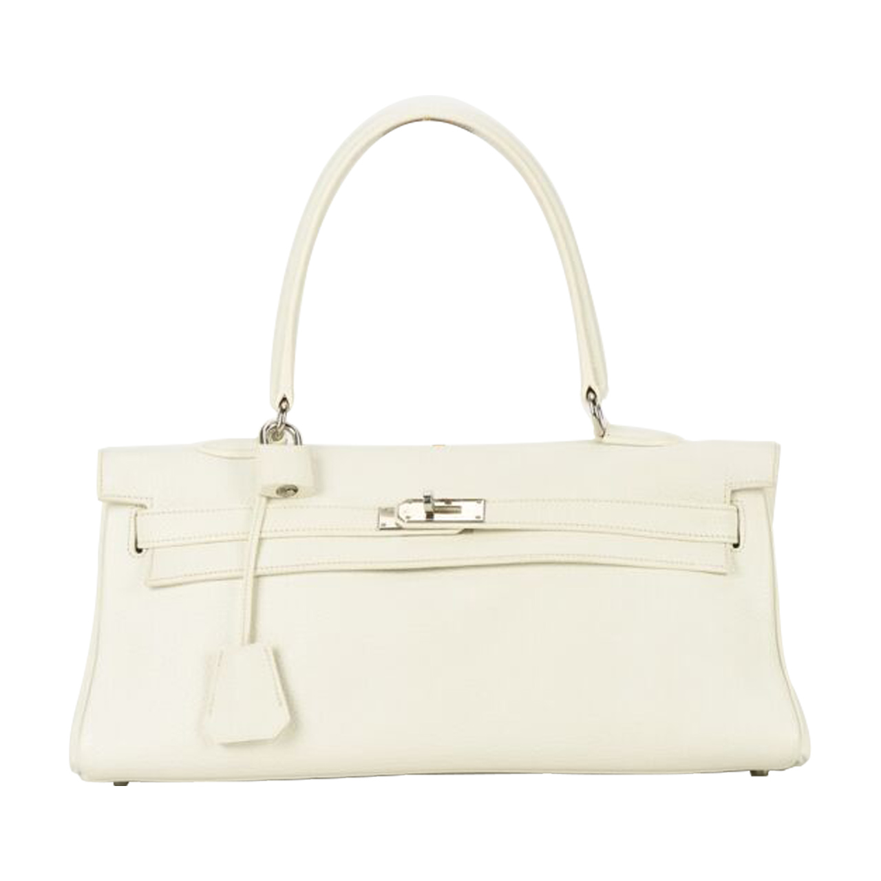 [9.5新]爱马仕hermes女士白色牛皮银扣手提包shoulder kelly系列