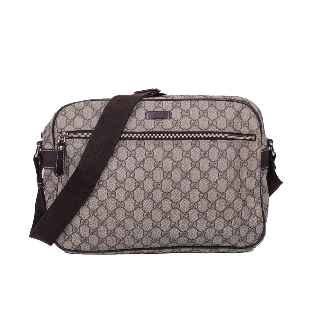 [9.8新]古驰gucci男士棕色印花单肩斜挎相机包bvb1912011