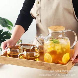 凉水壶高硼硅玻璃家用耐高温水杯套装高级感凉白开果汁花茶冷水壶