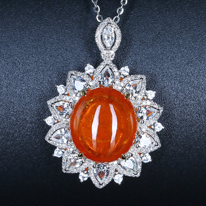 85ct天然芬达石吊坠18k镶嵌钻石