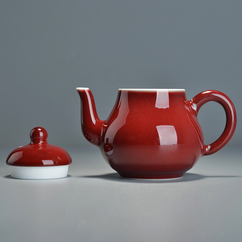 【格物】霁红釉思亭茶壶 高温颜色釉珍品 景德镇手工茶器 茶具