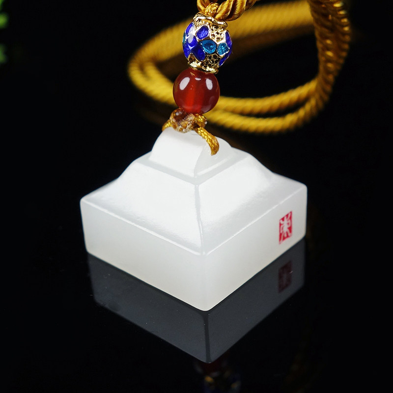 【羊脂白玉】省级大师王保东作品和田玉仿古印章挂件10.252g