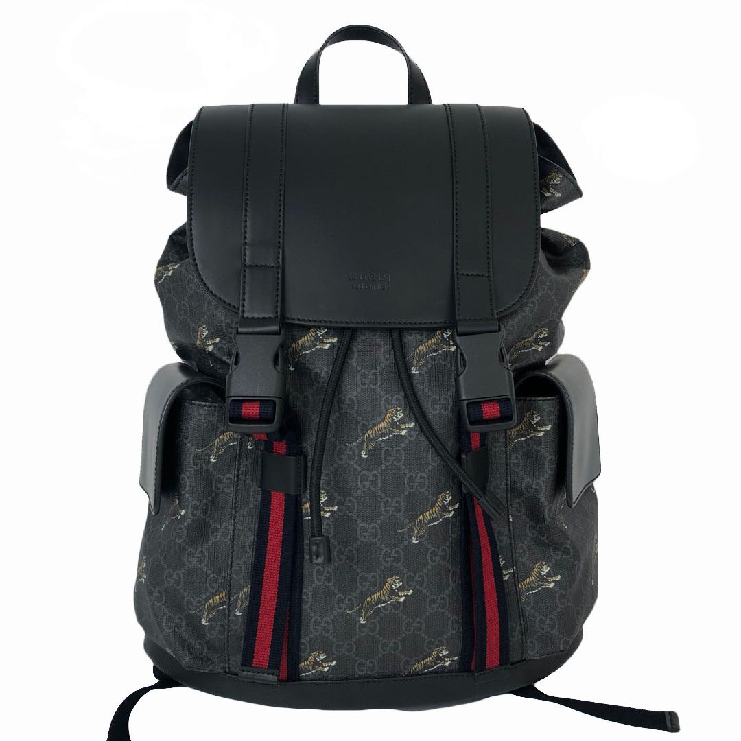 [98新]gucci古驰男士经典双g虎图双肩包时尚都市运动休闲背包