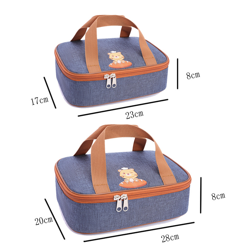 卡通手提便携保冷保温袋铝箔加厚学生带饭饭盒袋露营带餐便当包